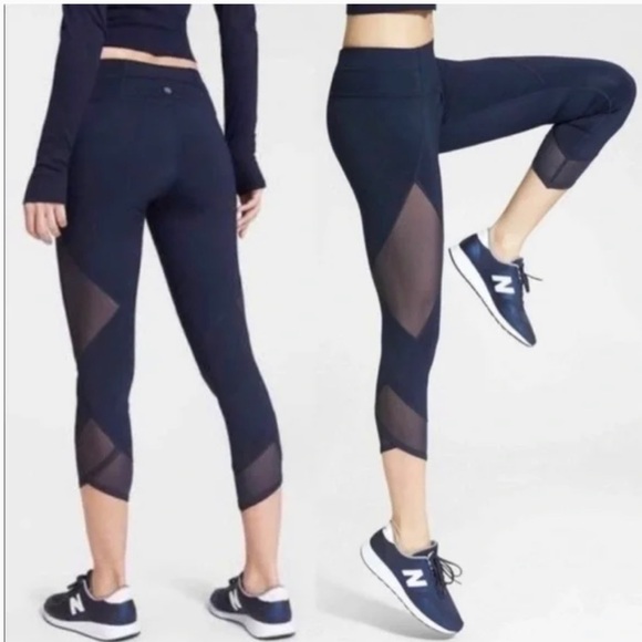 Athleta Mesh Sonar Capri Blue Athletic Crop Leggings Size Small Tall - Picture 15 of 16